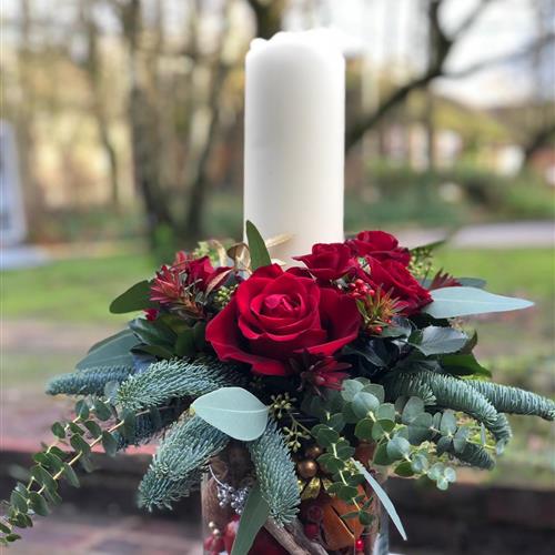 Cristabel Festive Table Centre with Vase and Candle